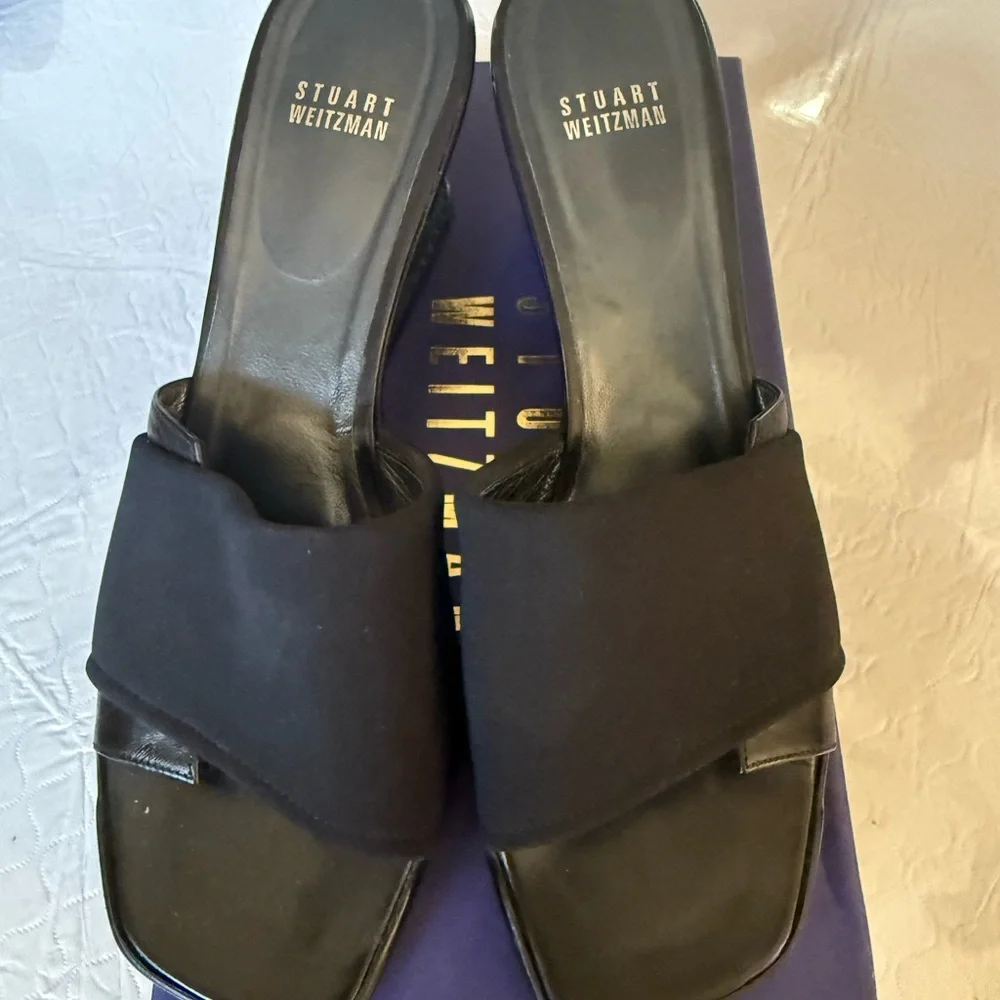 Stuart Weitzman Black Heeled Sandals NIB - Picture 2 of 5